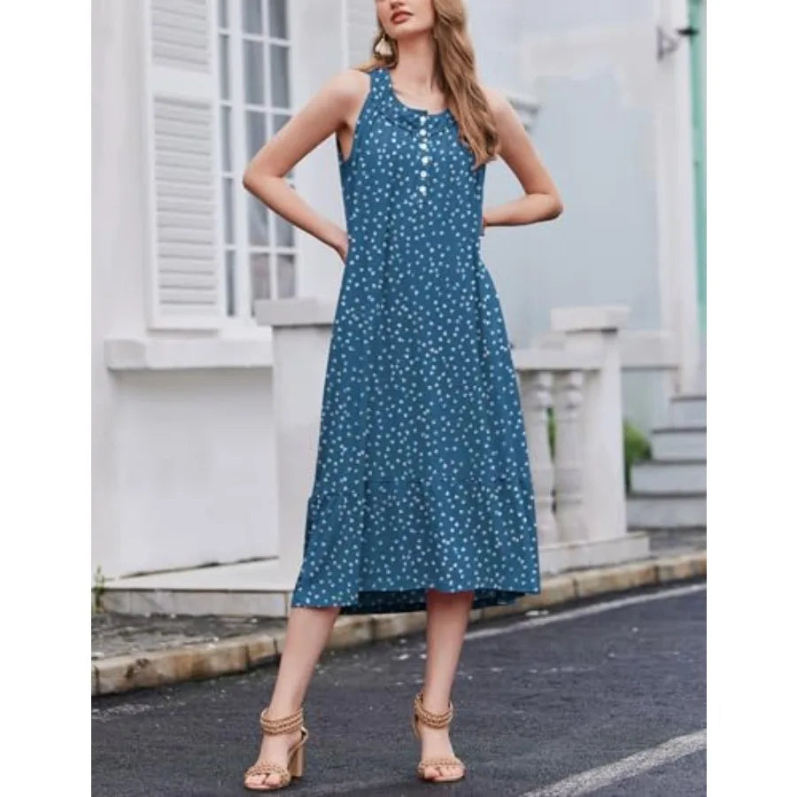 Ekouaer 2 Pack Nightgowns for Women Sleeveless Long Night Gowns Victorian Nightdress with Pockets Soft Ladies Gown