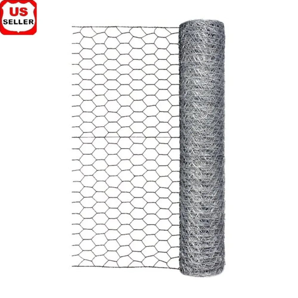 Galvanized Steel Chicken Wire Roll 24in x 50ft Lightweight Durable Hexagonal Mesh Animal Containment Garden Fencing Plant
