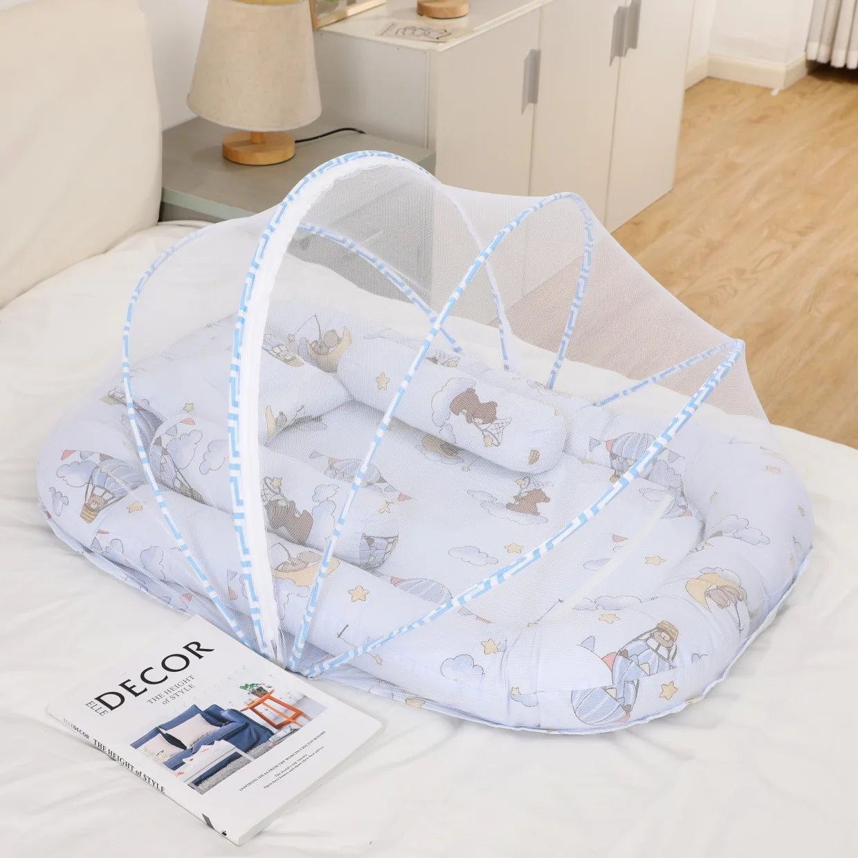 Neonatal Sleeping Pad Bedding Set For Crib With Mosquito Net All Season