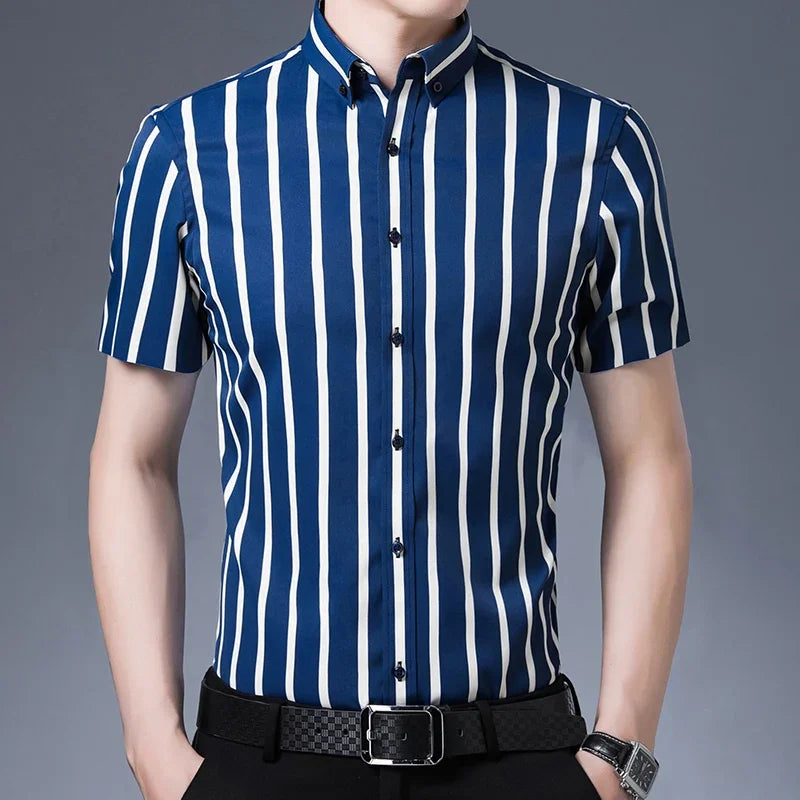 Browon Men Short Sleeve Anti Wrinkle Business Dress Shirt
