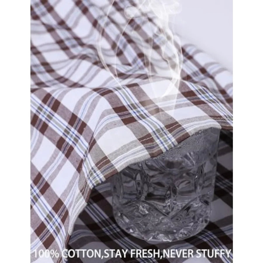 SWOMOG Mens 100% Cotton Pajama Set 2Pcs Button Down Pjs Set Short Sleeve Sleepwear with Pocket Soft Summer Stripe Nightwear