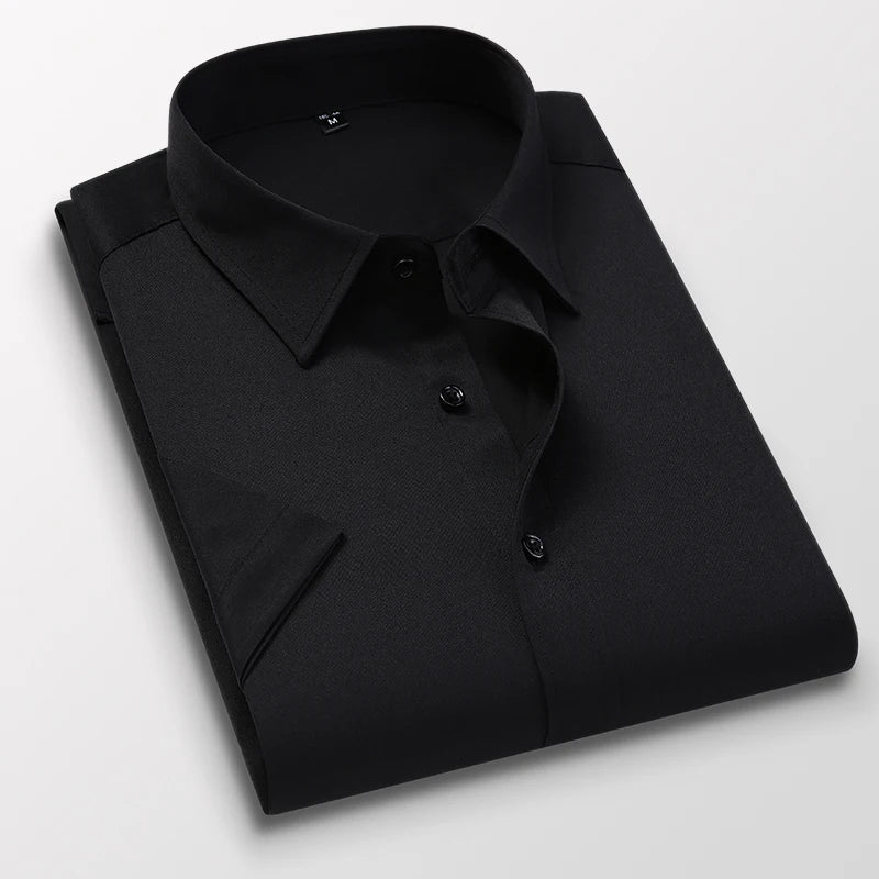 BROWON Mens Cotton Blend Short Sleeve Business Shirt