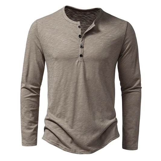King Billion Men's Cotton Button Henley Long Sleeve Shirt