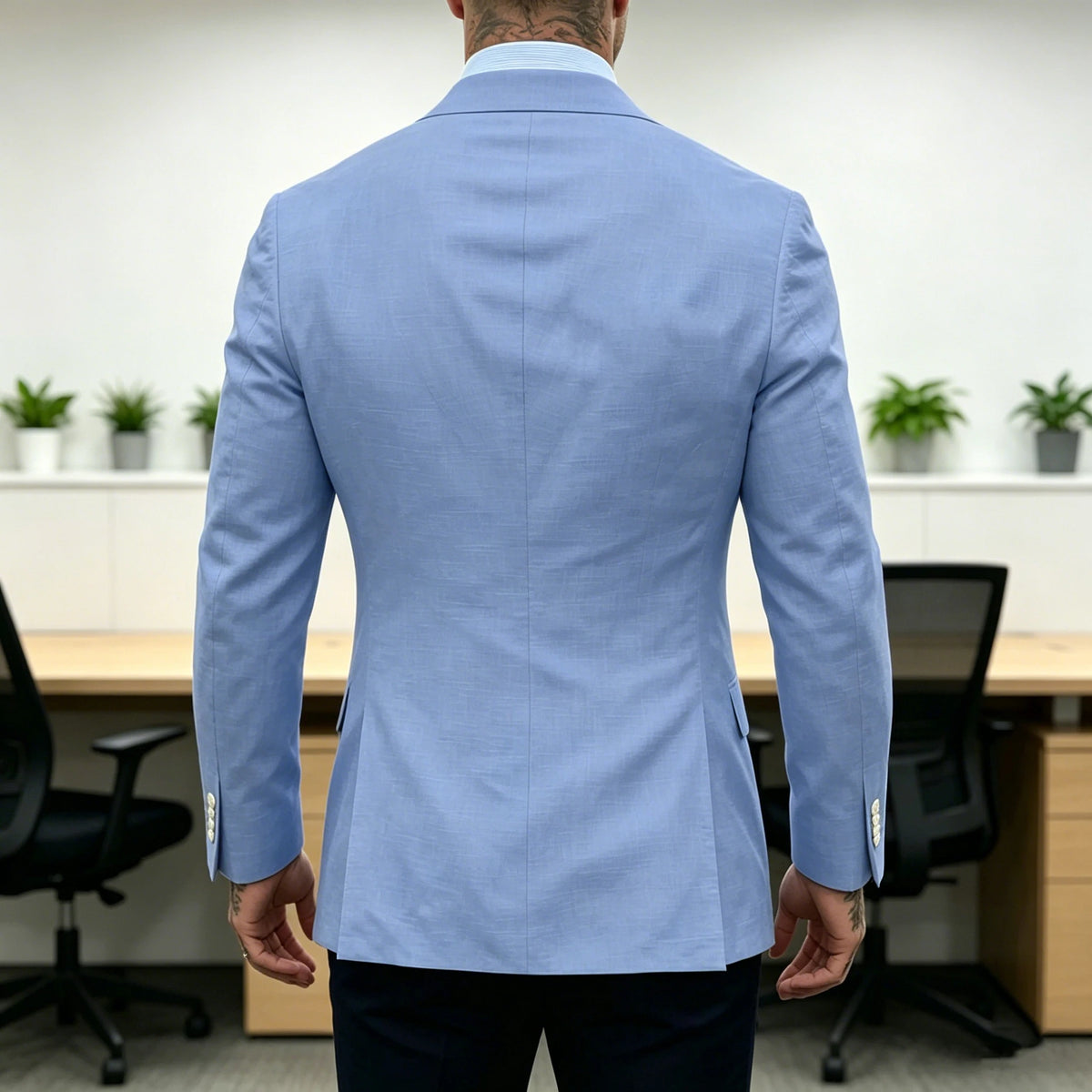 Men's Double Breasted Blazer Slim Fit Linen Suit Jacket Formal Business Casual Tuxedo for Wedding Prom Office Party Daily Wear