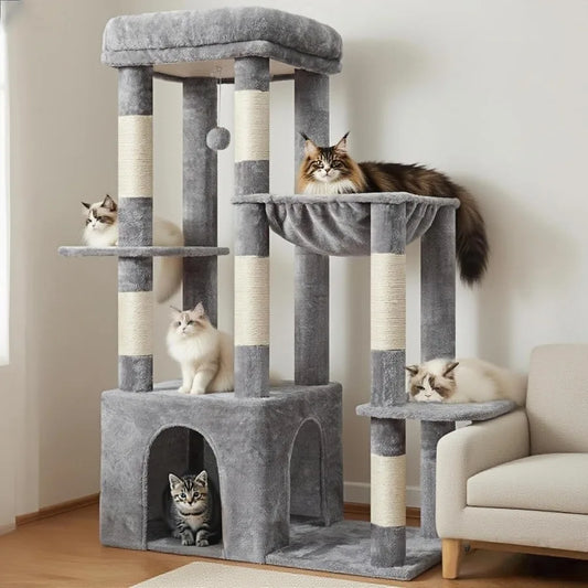 Heybly Heavy Duty Cat Tree, Tower For Indoor Cats Large Adult, Tall Cat Condo House With Extra-Large Baseboard, Multi-Level Plus