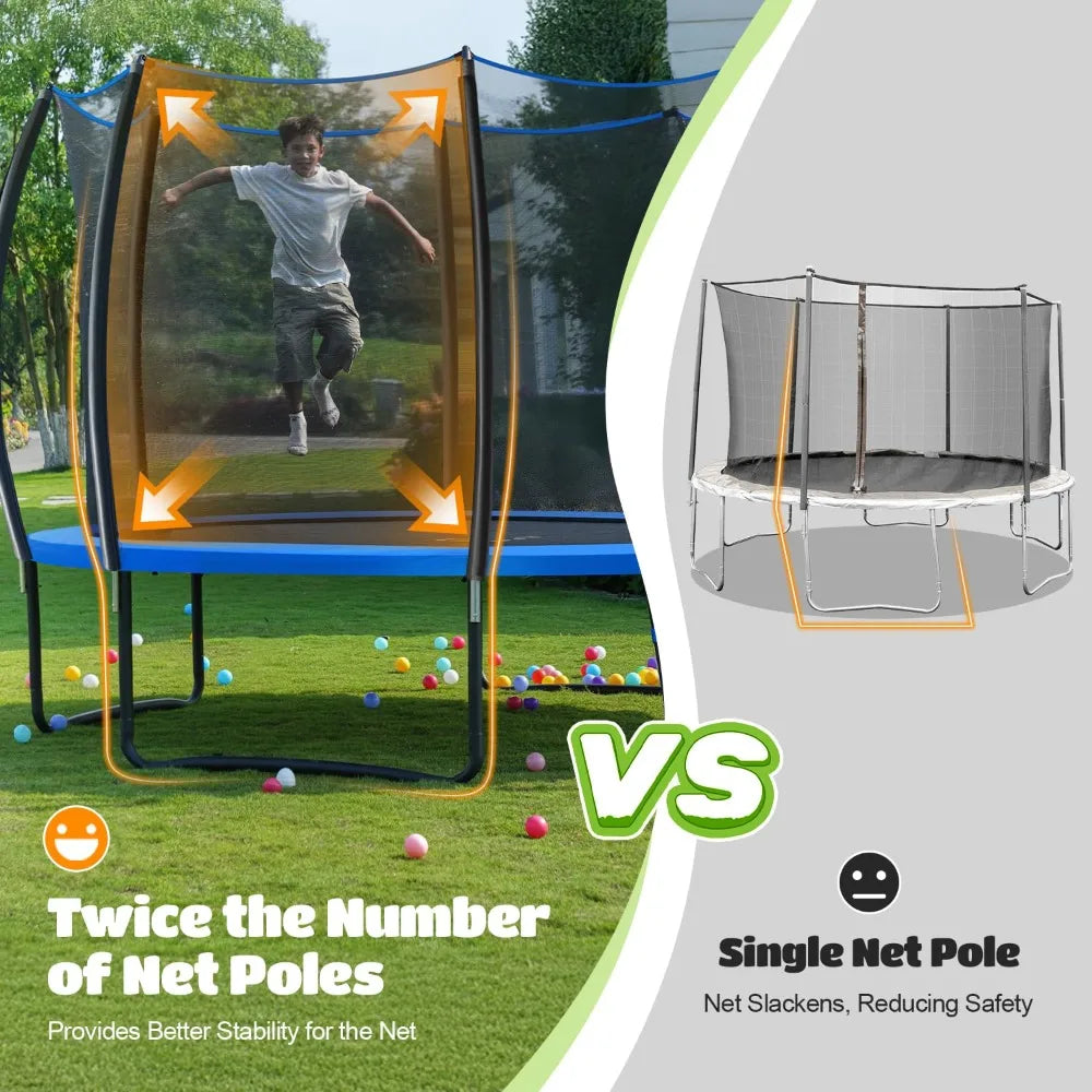 14FT Yard Outdoor Trampoline, 1200LBS Capacity for Kids & Adults, Heavy Duty Recreational Trampoline, Customized