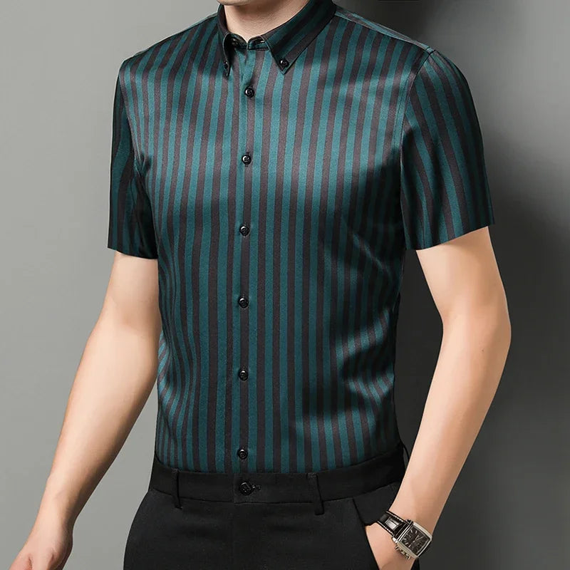 Browon Men Short Sleeve Button Down Shirt For Weddings