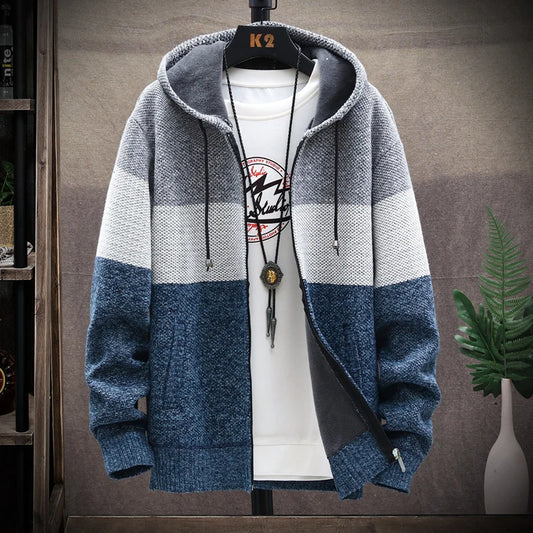 ENWEIGE Men's Knit Fleece Coat Windbreaker Hoodie Jacket