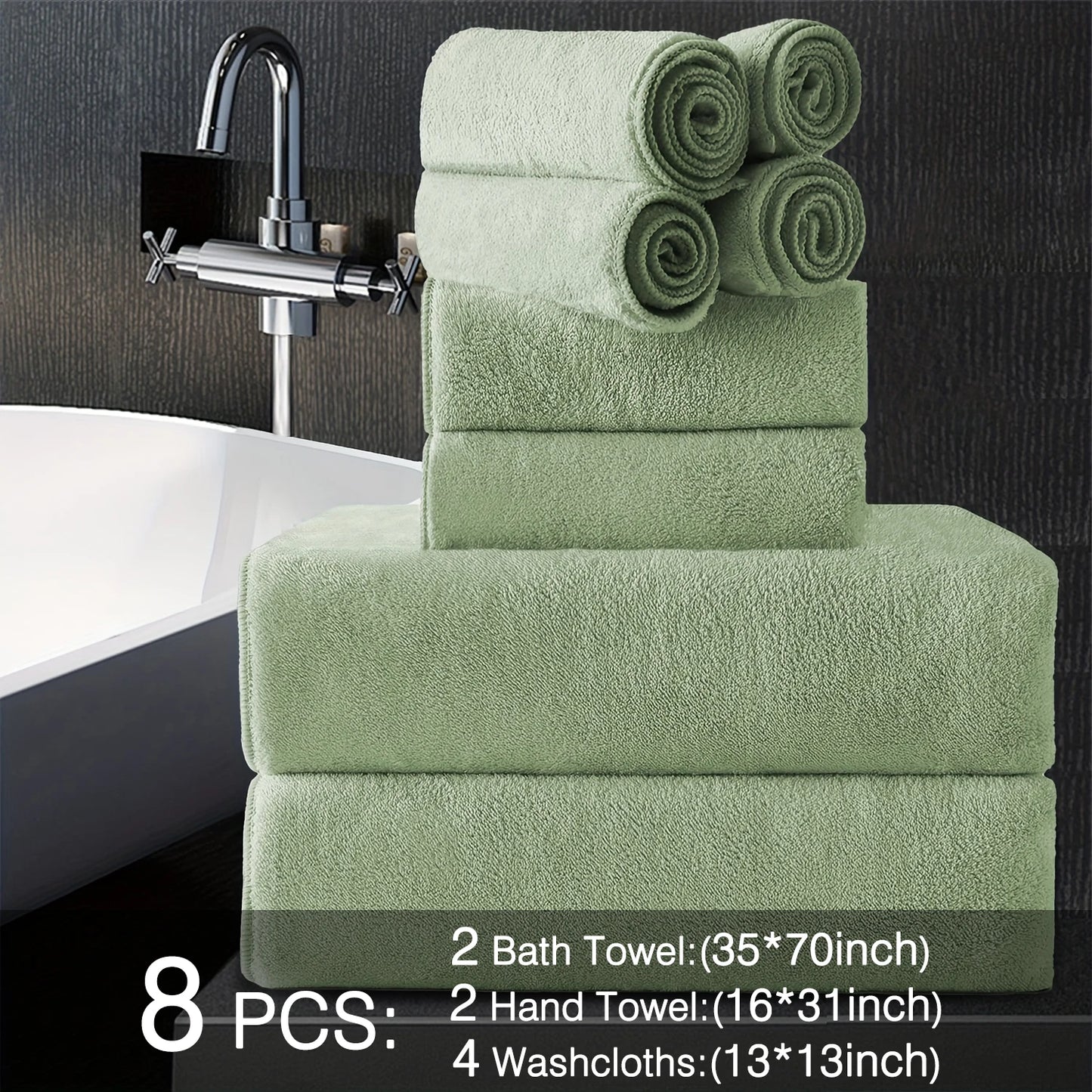 Belista Eight-Piece Bath Towels Set Soft Absorbent Quick Dry