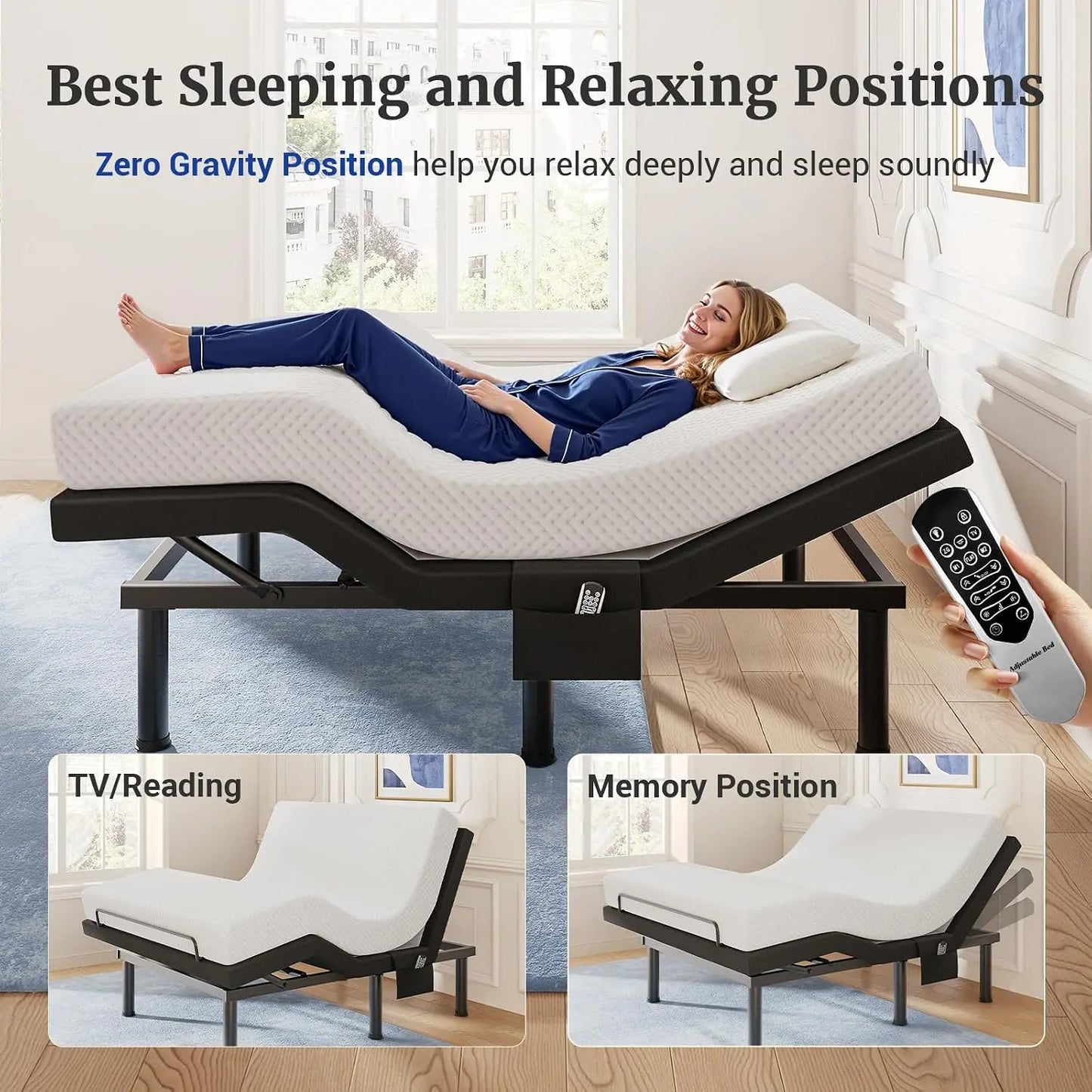 Queen T600 Adjustable Electric Bed Frame, Zero Gravity, Massage, Remote & Dual Side USB Ports, Customized