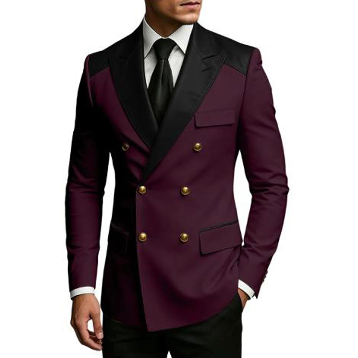 Men's Double Breasted Blazer Slim Fit Contrast Color Suit Jacket Business Casual Formal Wear for Wedding Prom Party Sport Coats