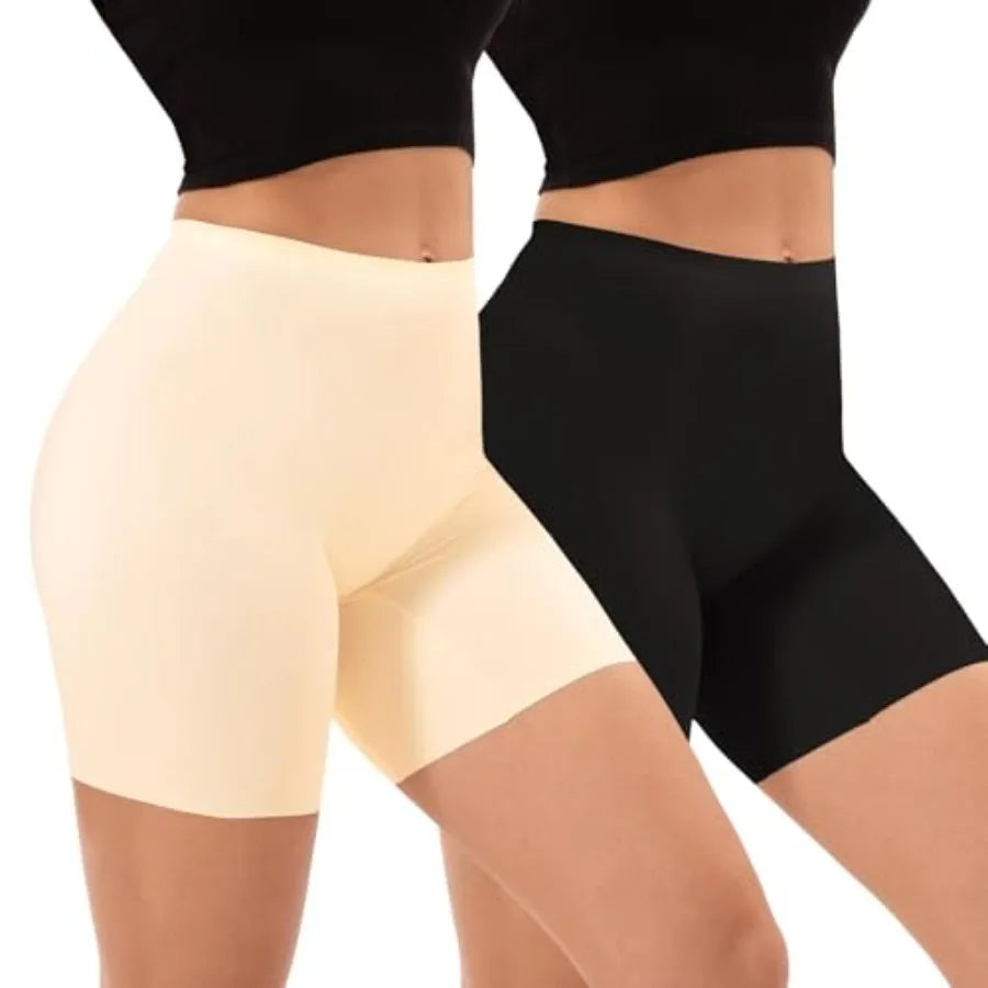 INNERSY Women's Seamless Slip Shorts for Under Dresses Anti Chafing Cooling Boy Shorts 2-Pack