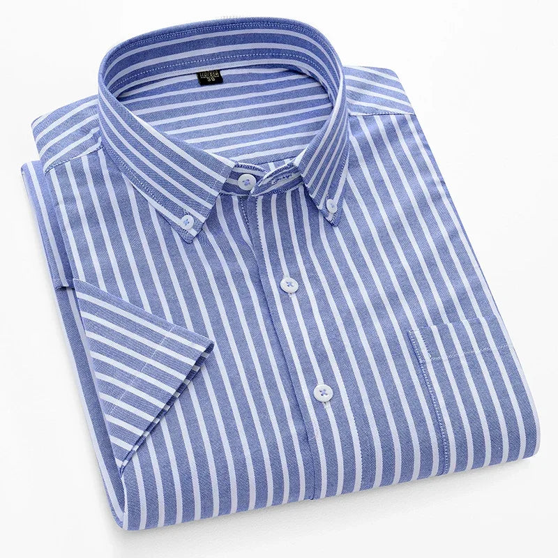 Browon Men Classic Oxford Cloth Business Short Sleeve Shirt