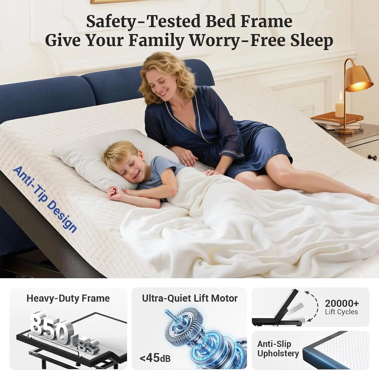 Queen T600 Adjustable Electric Bed Frame, Zero Gravity, Massage, Remote & Dual Side USB Ports, Customized