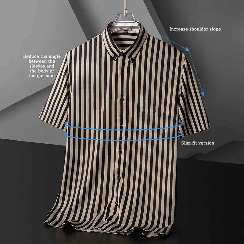 Browon Men Short Sleeve Button Down Shirt For Weddings