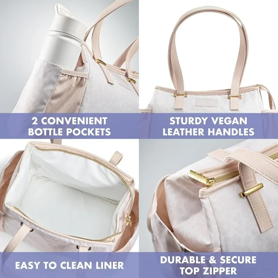 Copley Lunch Kit - Insulated, Stain-Resistant & Lightweight Women's Lunch Bag With Container, Ivory Feline Fine