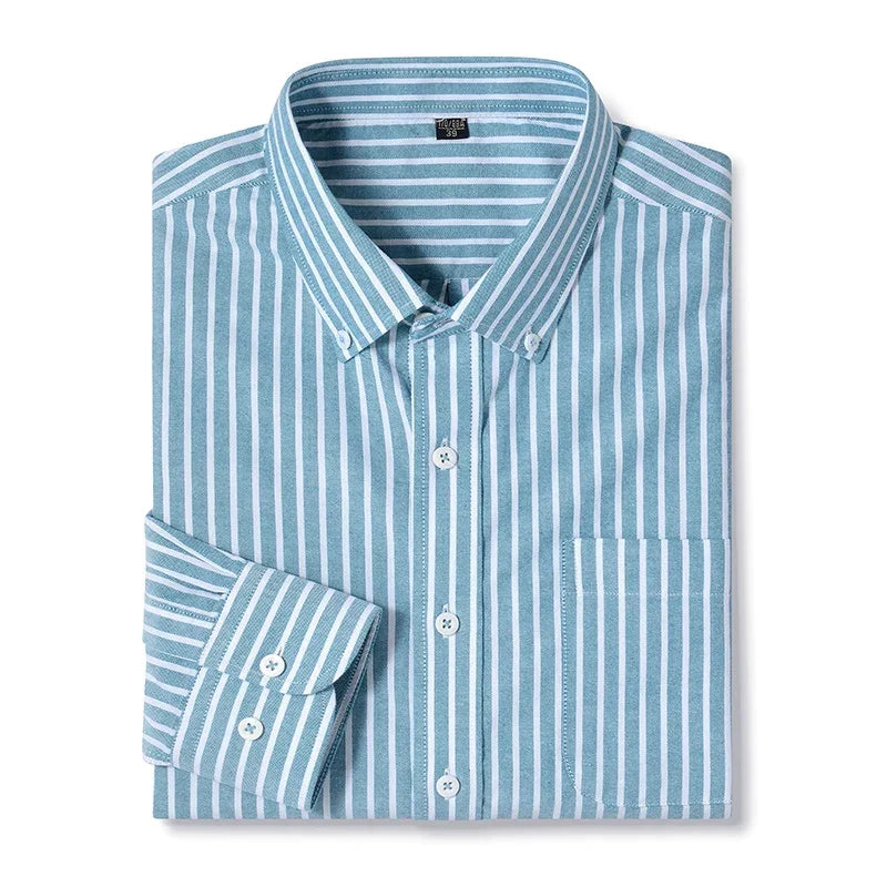 BROWON Brand 2026 Spring Long Sleeves Shirts Mens 100% Cotton Striped Business Shirts for Men Daily Formal Work Tops Man