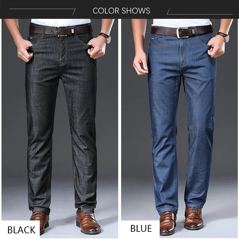 BROWON Men's Straight Fit Breathable Casual Jeans Trousers