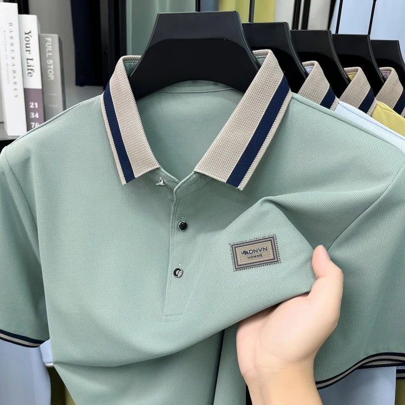 BROWON Men's Breathable Polo Shirt Short Sleeve Smart Casual Top
