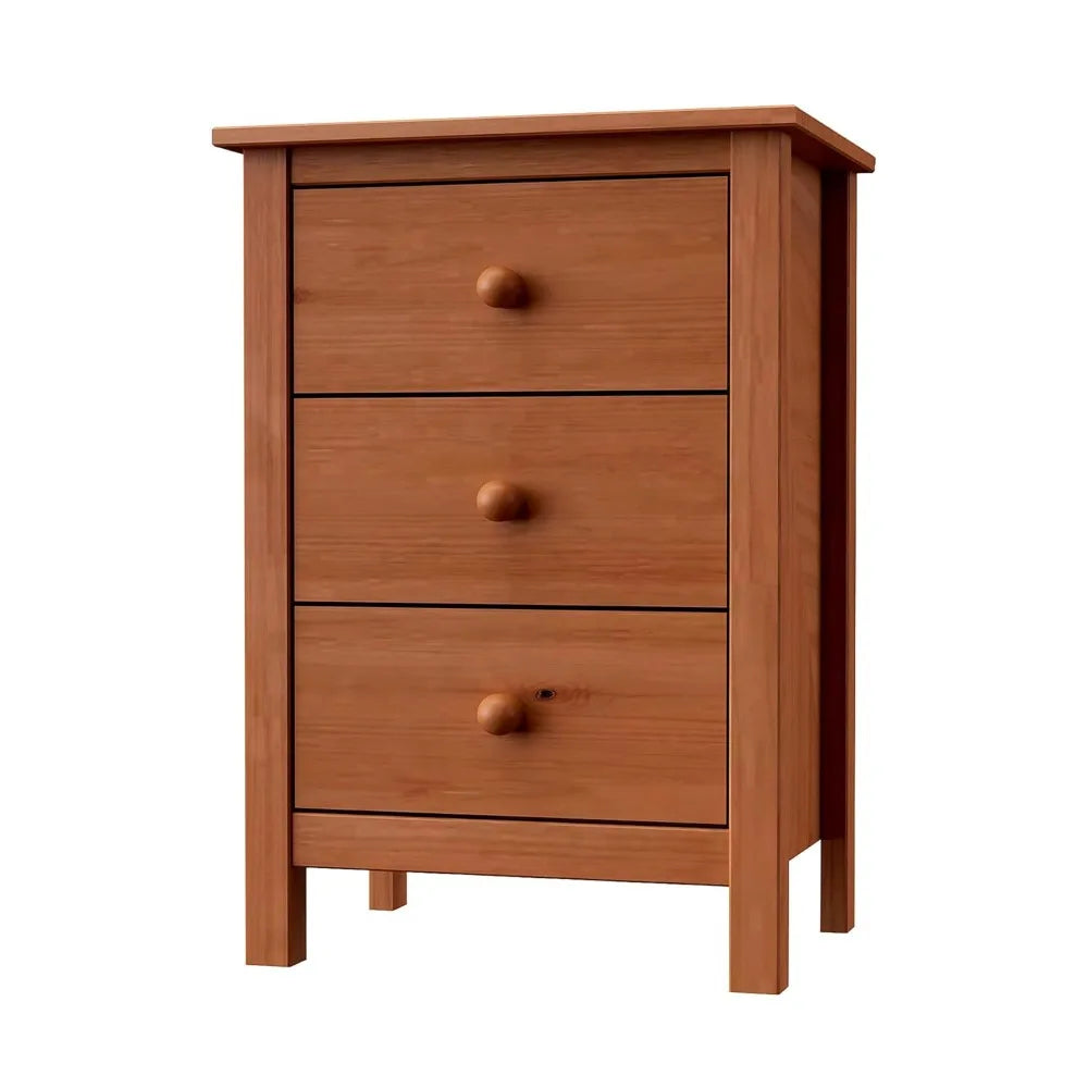 26.77" Tall Solid Pine Nightstand with 3 Storage Drawers, FSC Certified Honey Wood Bedside Table for Bedroom Storage, Customized