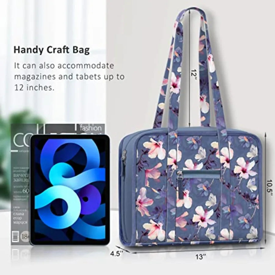 Sewing and Craft Supplies Storage Tote Large Capacity Travel Packing Organizer Bag with Clear Pockets and Handle for Knitting C