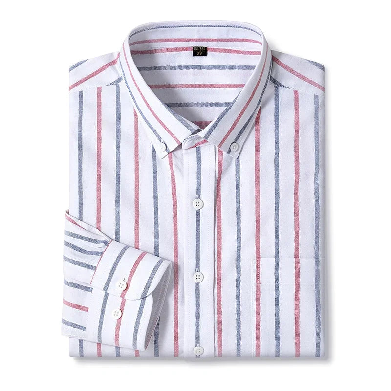 BROWON Brand 2026 Spring Long Sleeves Shirts Mens 100% Cotton Striped Business Shirts for Men Daily Formal Work Tops Man
