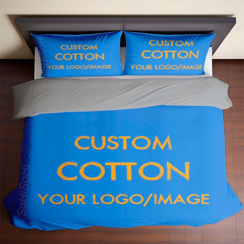 Custom 100 Percent Cotton Duvet Cover Set With Logo
