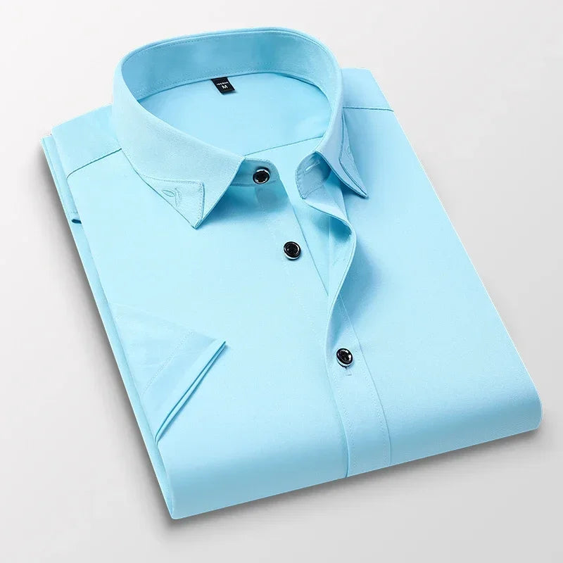 Browon Men Short Sleeve Anti Wrinkle Casual Shirt