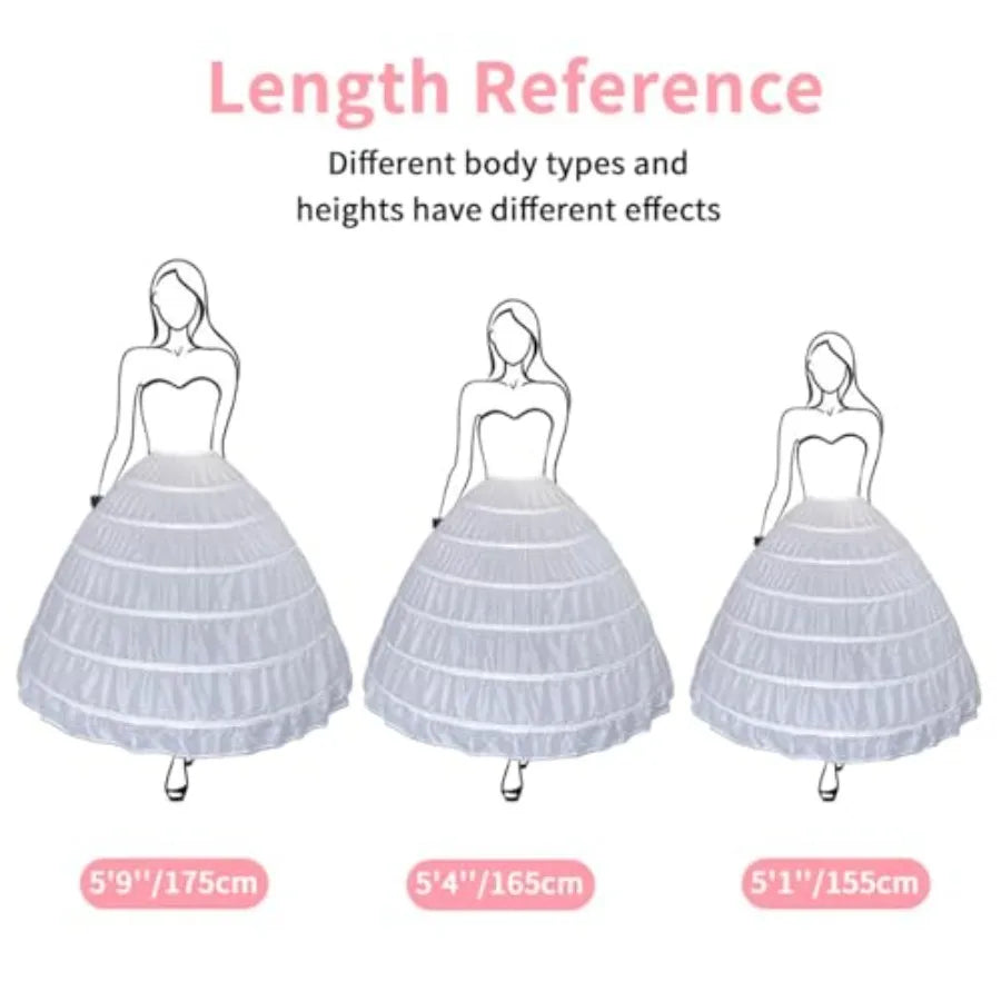 Women Crinoline Petticoat Full A-Line Slips Long Under for Wedding Bridal Dress Ball Gown