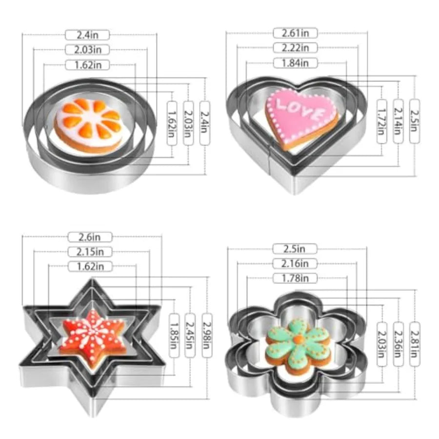 YAO HUI HUANG Stainless Steel Cookie Cutters Set 12 Pieces