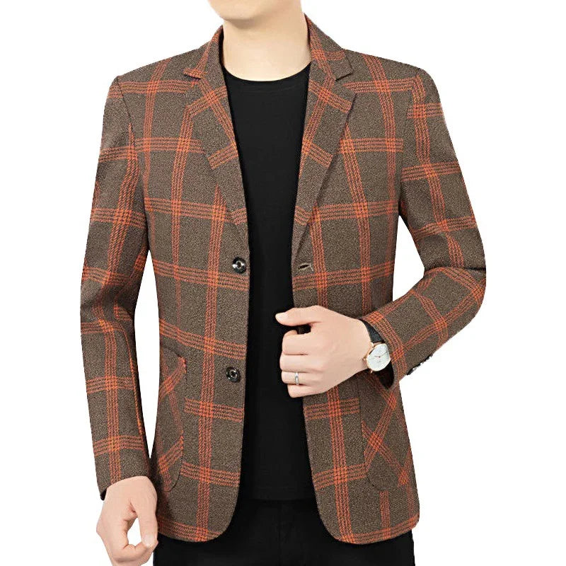 BROWON Brand Plaid Striped Business Blazers for Mens 2026 New Spring Autumn Fashion Casual Suit Jacket Men Interview Coat