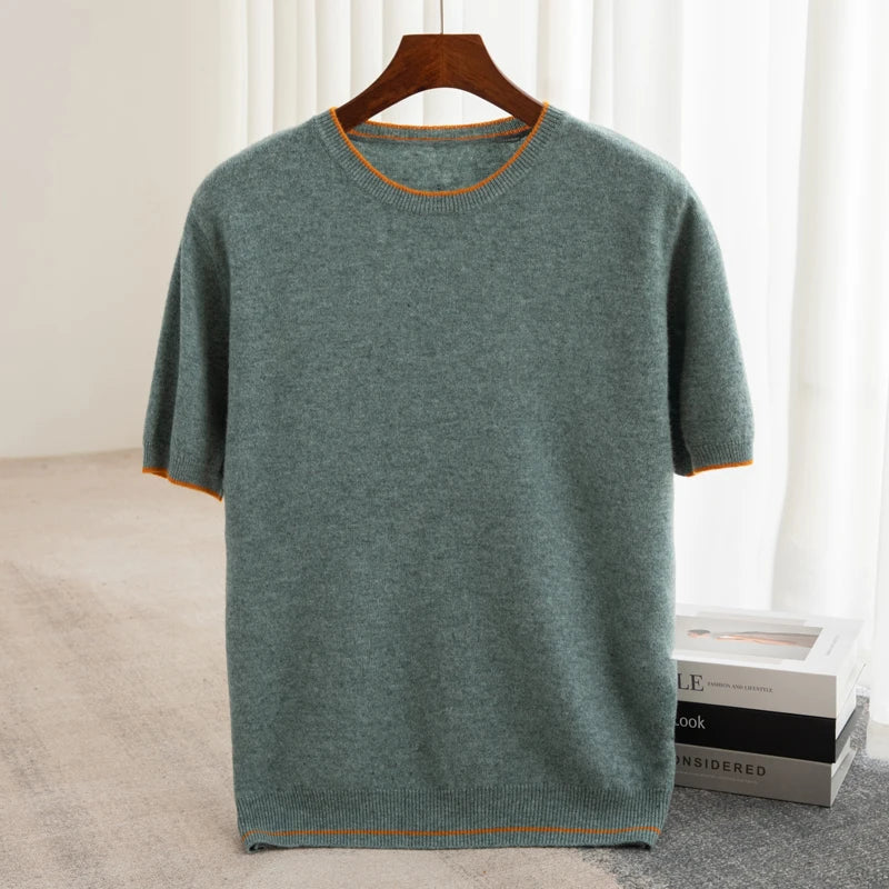ATTYYWS Men's O Neck 100% Pure Wool Pullover Sweater