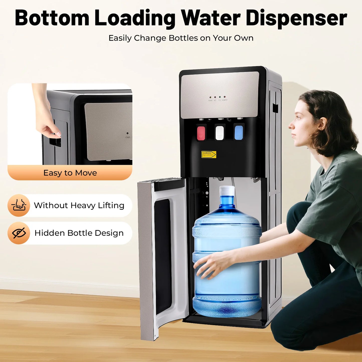 Bymaocar Hot Cold Bottom Loading Water Dispenser For Home