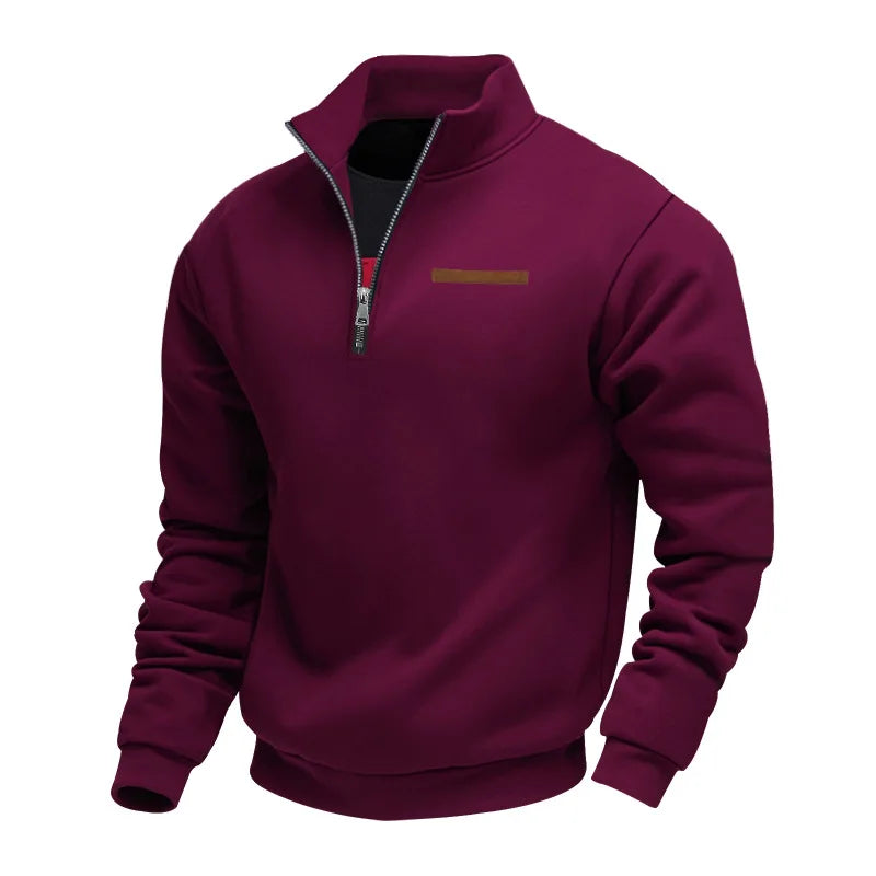 American autumn and winter heavy fleece long-sleeved men's sweater half zipper loose stand-up collar pullover men's 2028