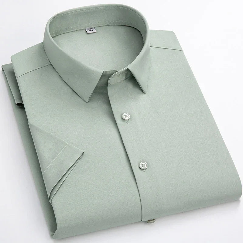 BROWON Men's Summer Business Casual Short Sleeve Shirt