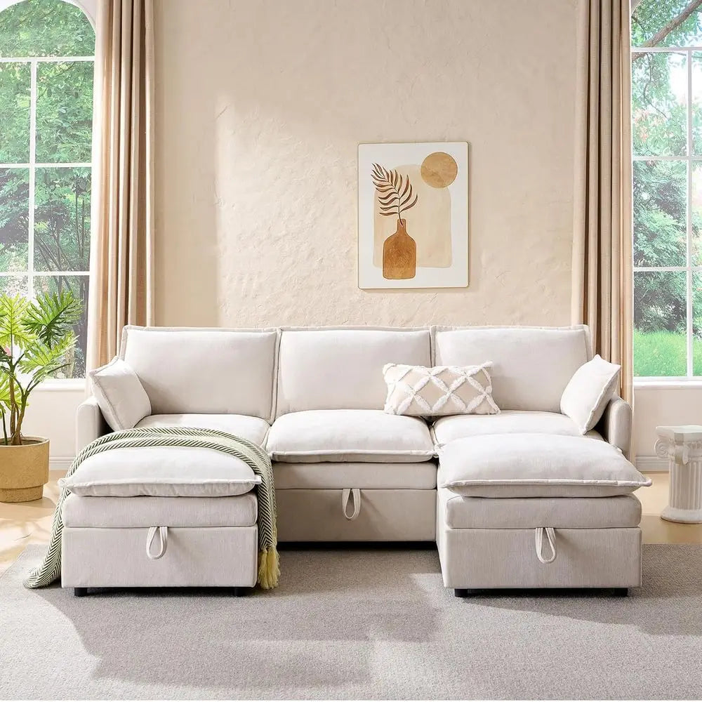 Cloud Couch U-Shape Sectional Sofa With Storage Ottoman