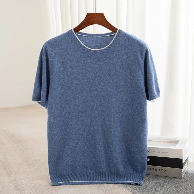 ATTYYWS Men's O Neck 100% Pure Wool Pullover Sweater
