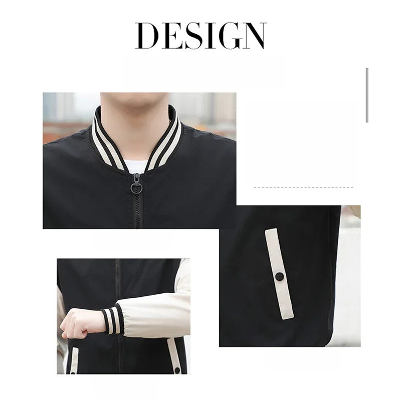 BROWON 2026 Autumn Winter Coats Men Jacket Fleece Lined Stand Collar Patchwork Baseball Jacket Men Casual Outwear Clothes Men