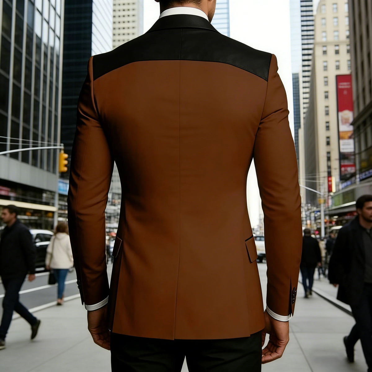 Men's Double Breasted Blazer Slim Fit Contrast Color Suit Jacket Business Casual Formal Wear for Wedding Prom Party Sport Coats