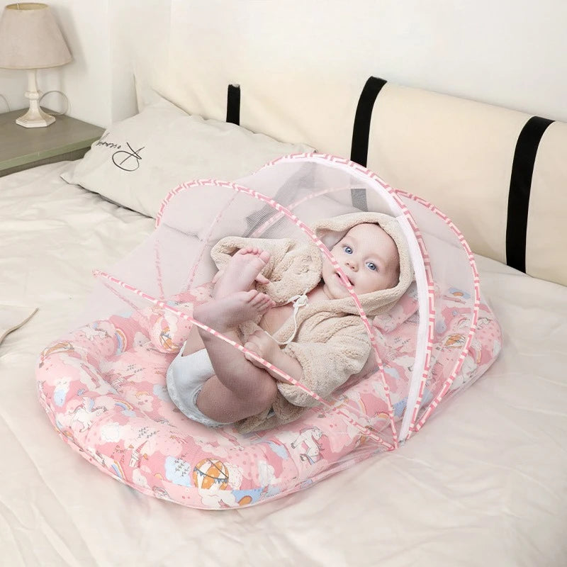 Neonatal Sleeping Pad Bedding Set For Crib With Mosquito Net All Season