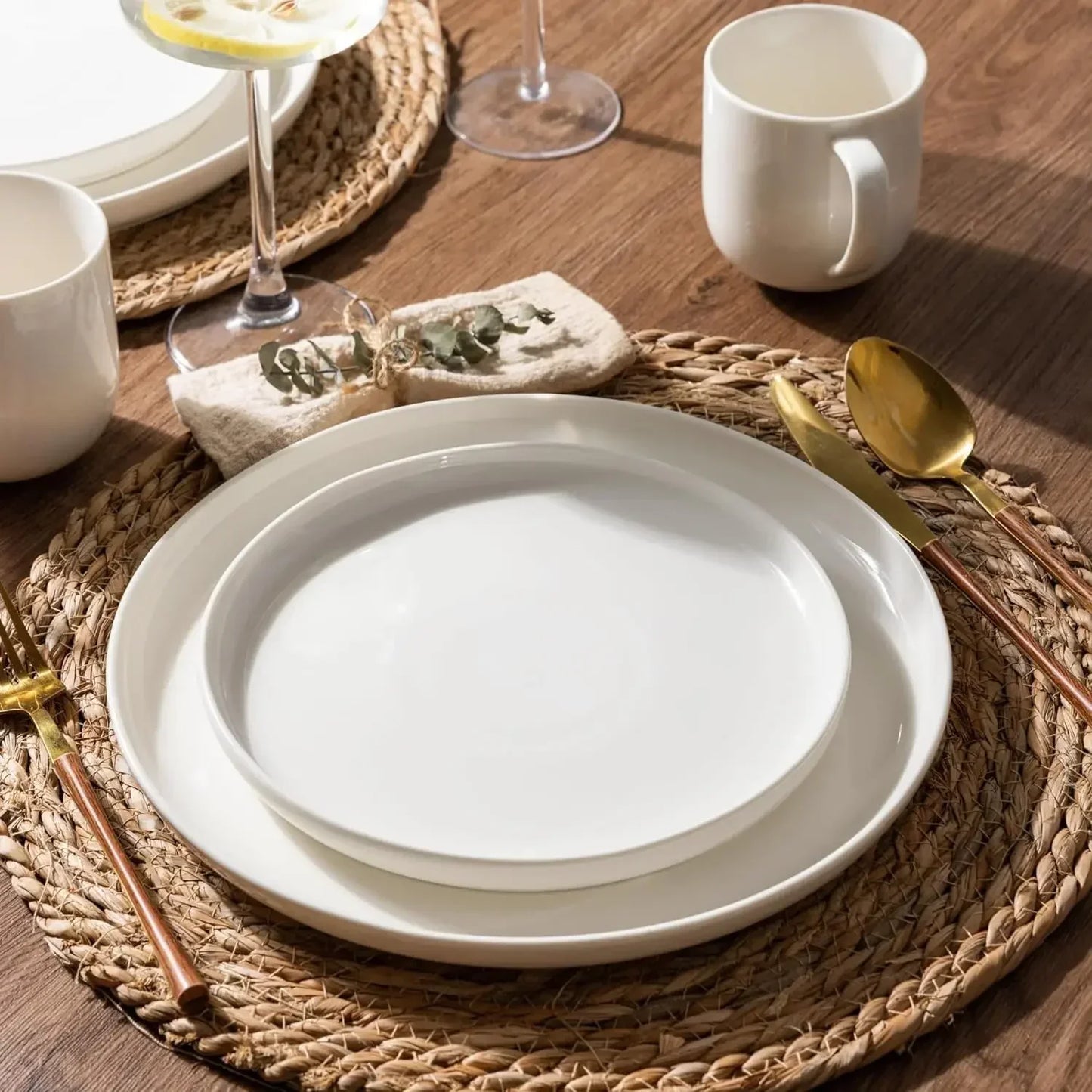 Ceramic Dinnerware Set For Eight Handcrafted Stoneware Plates And Bowls