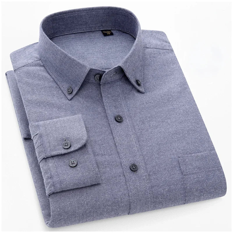 BROWON Brand 100% Cotton Elegant Dress Shirts for Men 2026 Spring Business Plaid Men Shirt Slim-fit Long Sleeves Tops Man