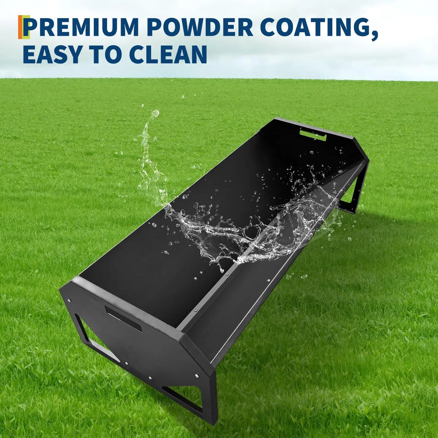 HiMISS Galvanized Steel Livestock Feeder Hay Trough