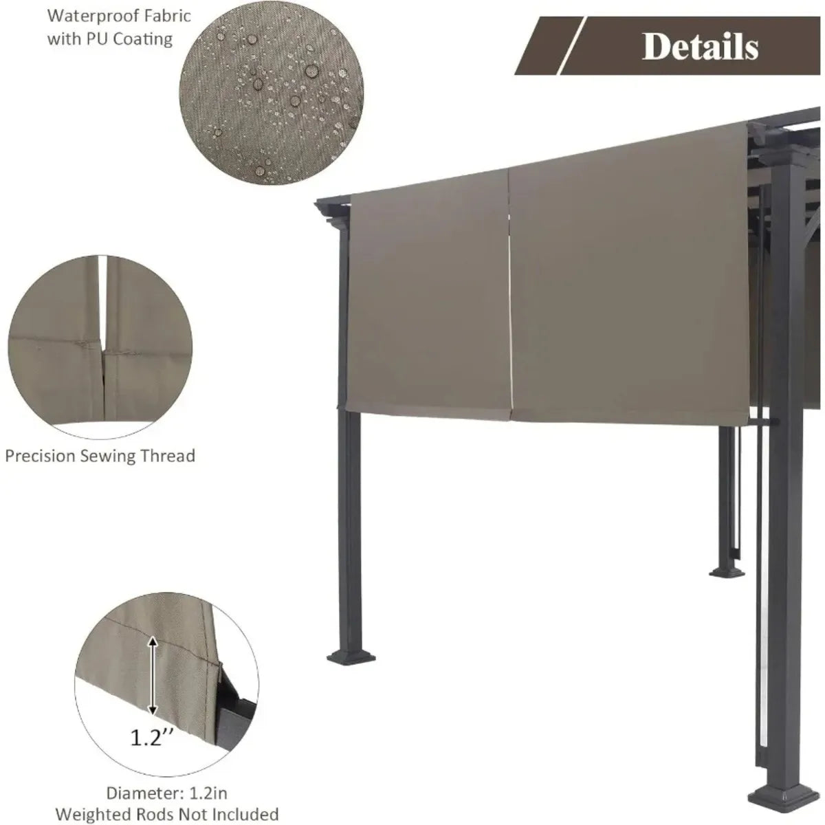 Tangkula 2 Pieces 16x4 Ft Universal Canopy Cover, Outdoor Pergola Roof Top Cover With Heavy Duty Polyester, Waterproof Replaceme