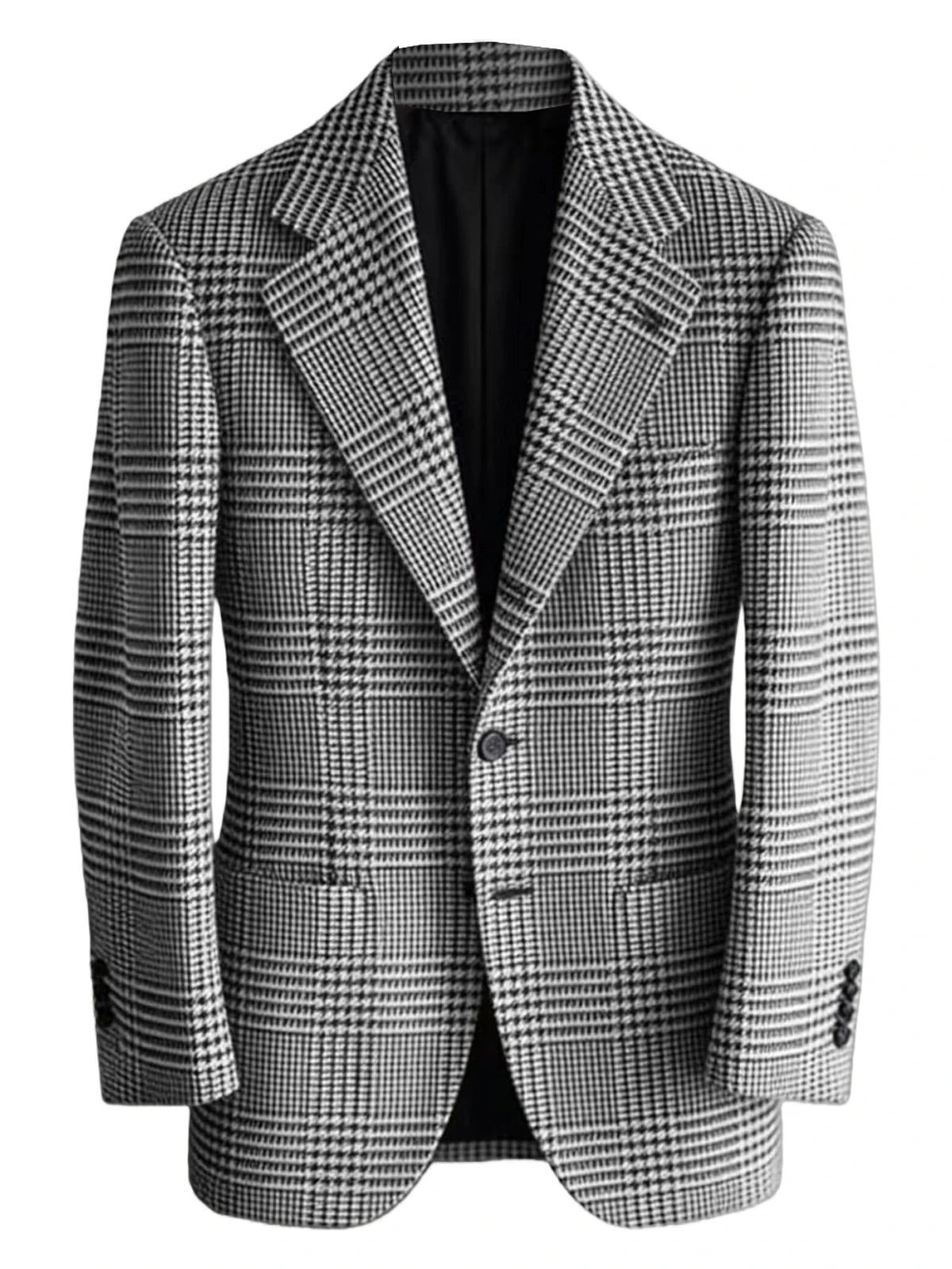 Mens Houndstooth Plaid Blazer Slim Fit Wool Blend Sport Coat Casual Two Button Notch Lapel Jacket Business Formal Tuxedo