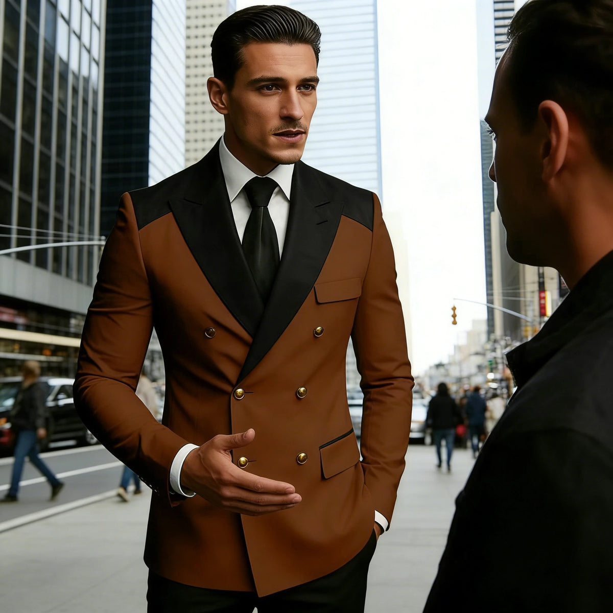 Men's Double Breasted Blazer Slim Fit Contrast Color Suit Jacket Business Casual Formal Wear for Wedding Prom Party Sport Coats