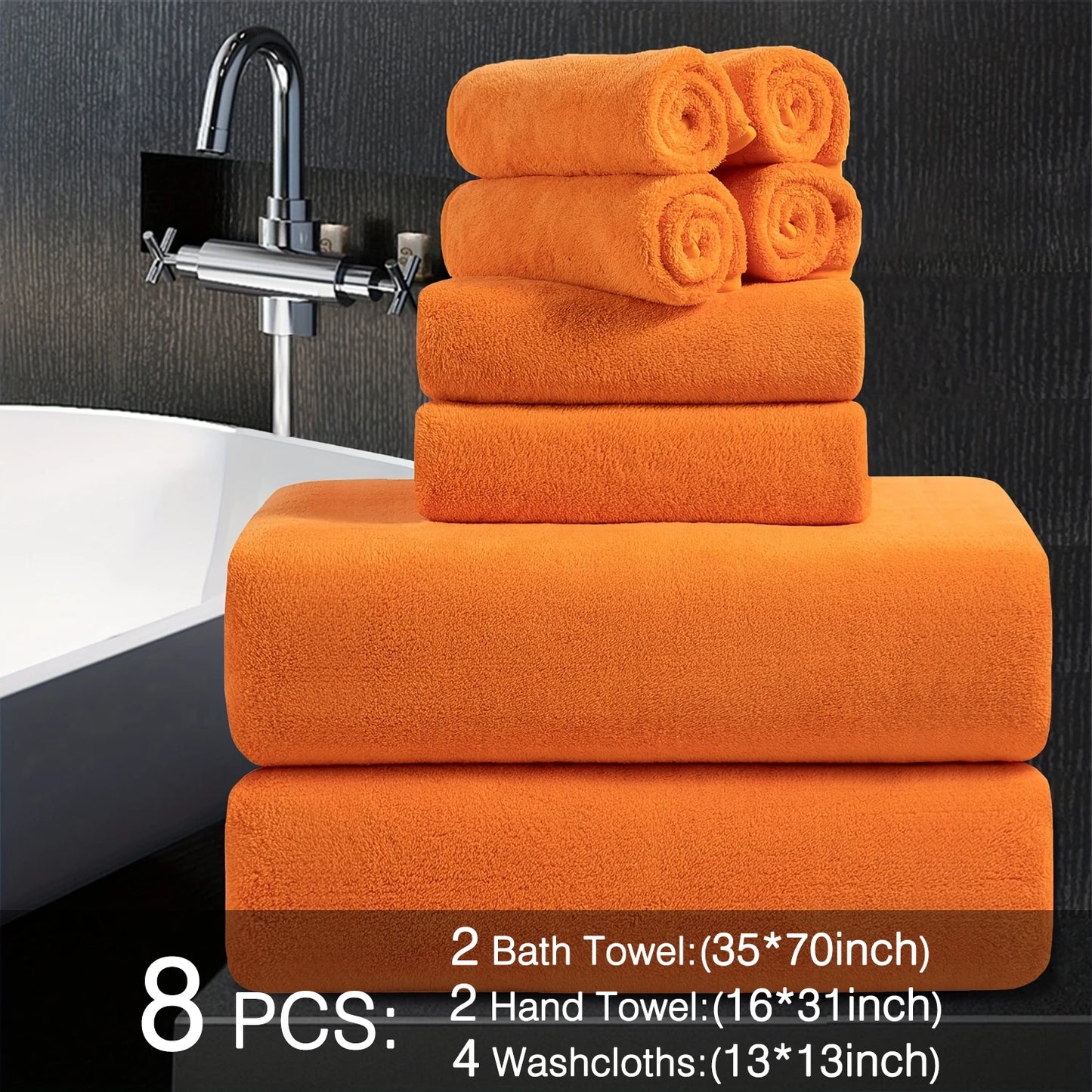 Belista Eight-Piece Bath Towels Set Soft Absorbent Quick Dry