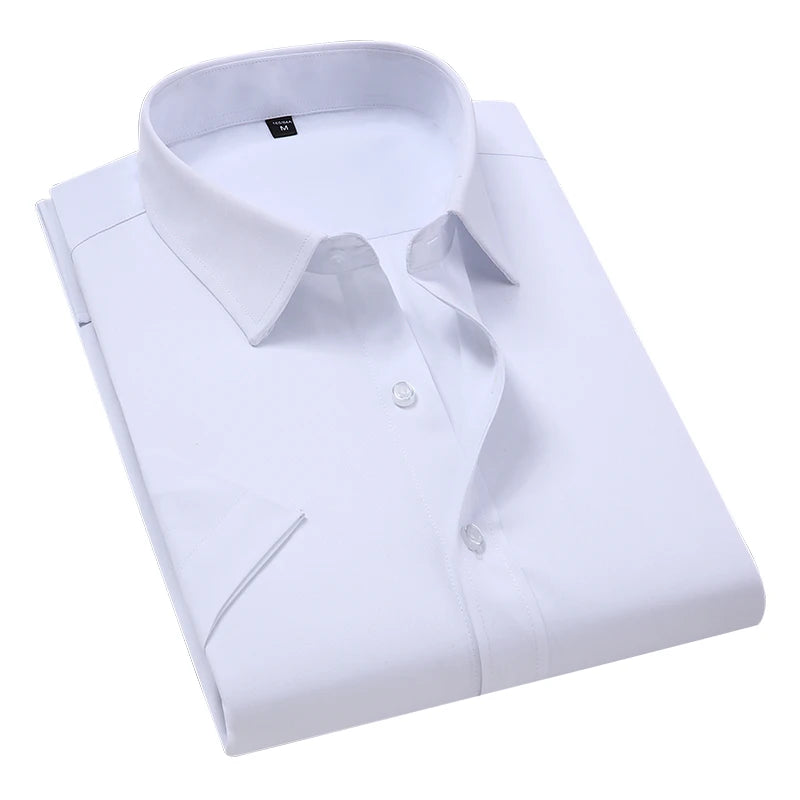BROWON Mens Cotton Blend Short Sleeve Business Shirt