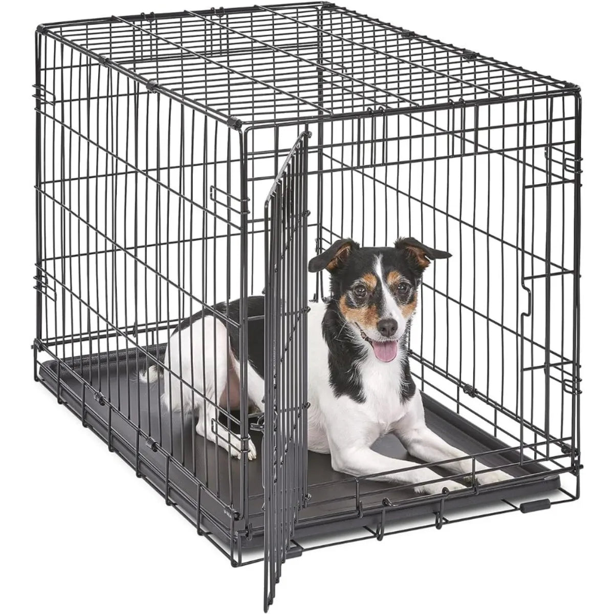 30 Inch Folding Dog Crate for Medium Breeds 21 40 lbs with Divider Tray Latch Portable Durable
