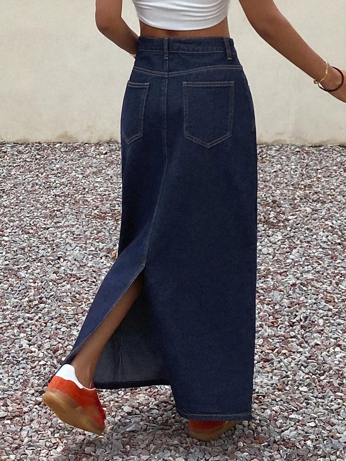 Women's High Waist Straight Cut Denim Maxi Skirt, Summer Casual